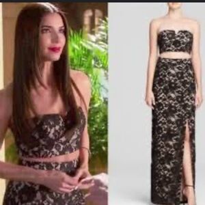 Aqua Bloomingdale’s Black Lace Strapless 2 piece dress - 2